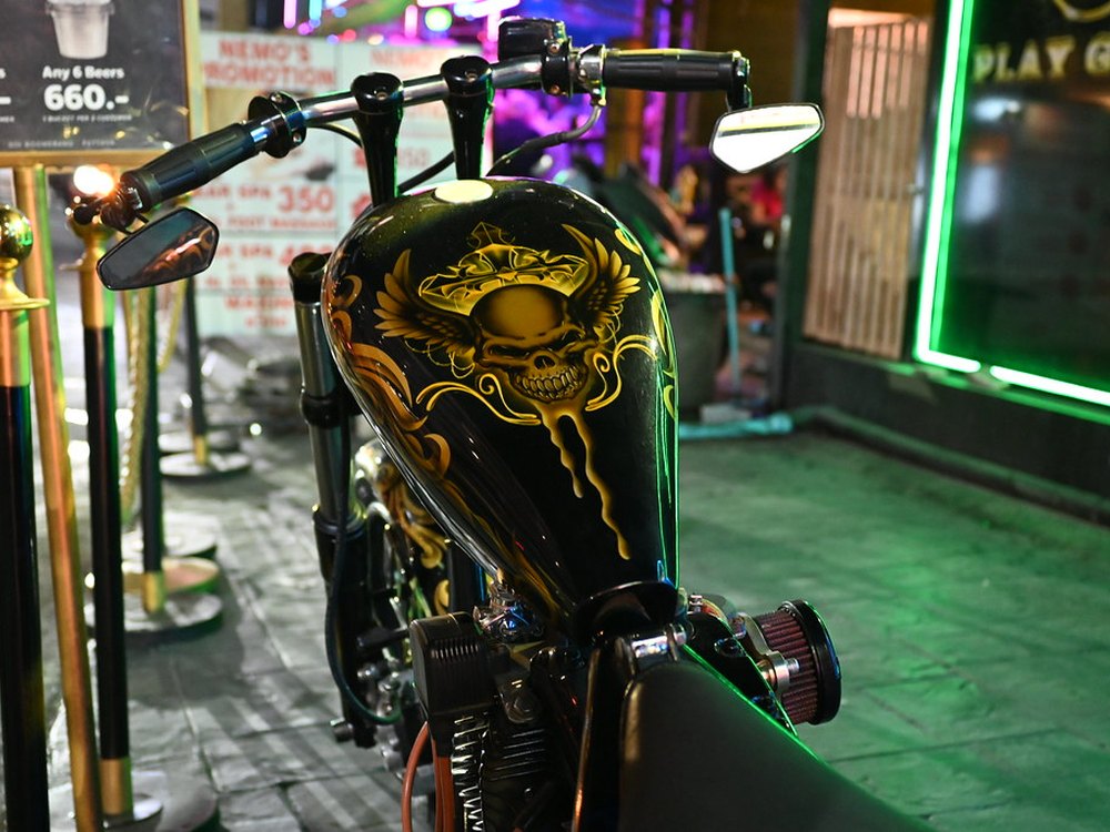 Black and gold custom motorcycle
